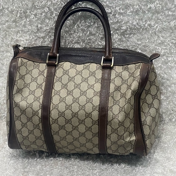 Vintage Gucci Sherry Web Boston Bag - Picture 1 of 16